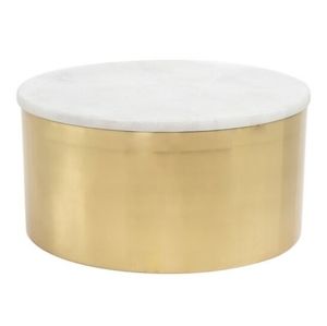 Round Gold Canister with Marble Large